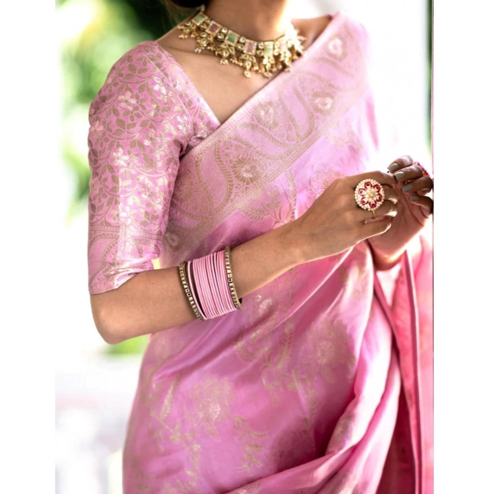 Women's Silk Printed Saree — Pink · yPnk