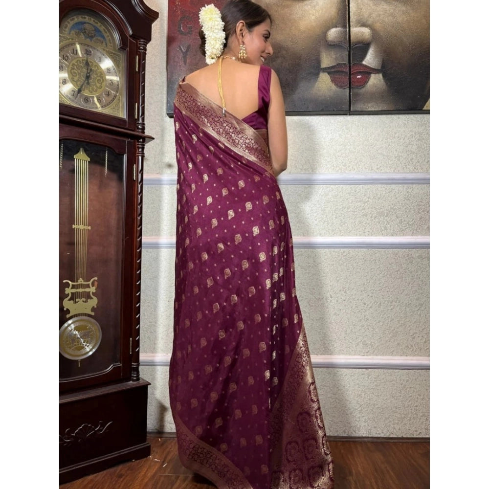 Women's Silk Printed Saree — Wine · Wine