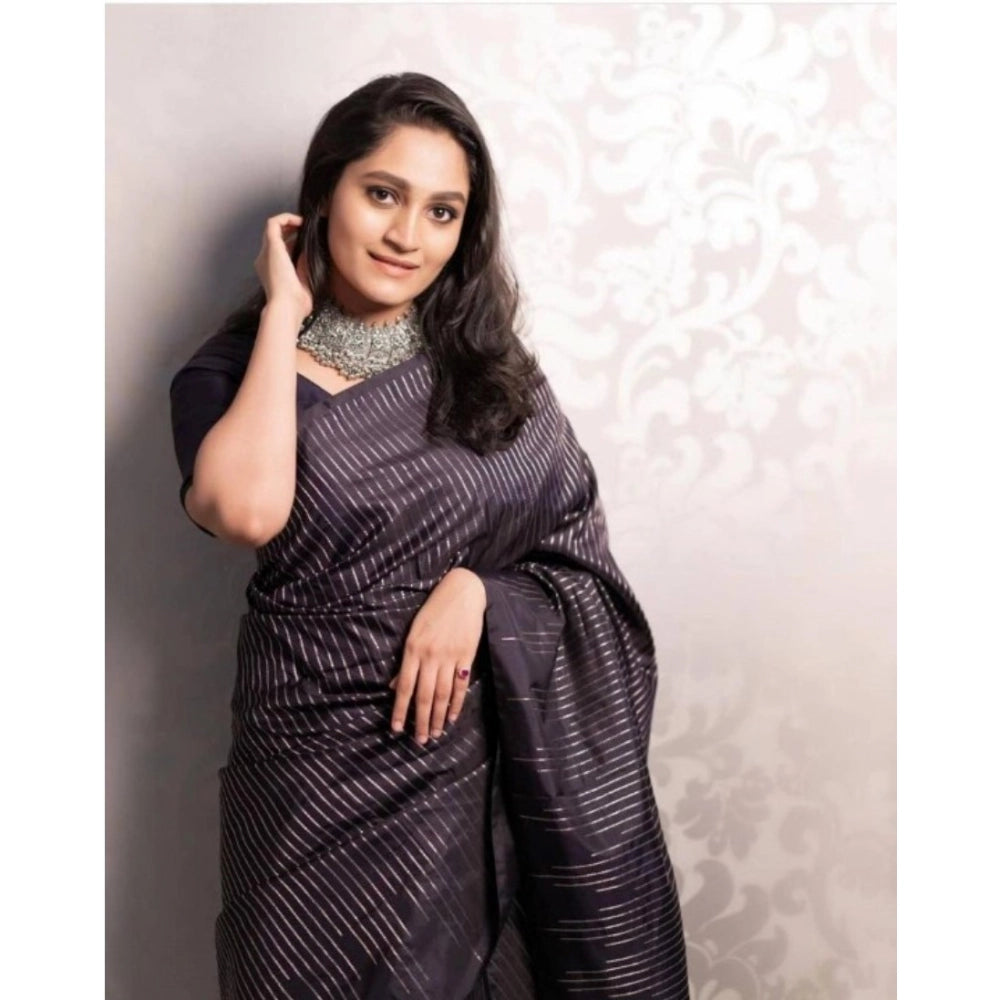 Women's Silk Printed Saree — Black · _Blk