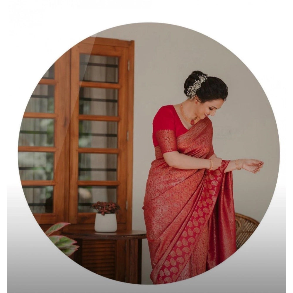 Women's Silk Printed Saree — Red · _Red