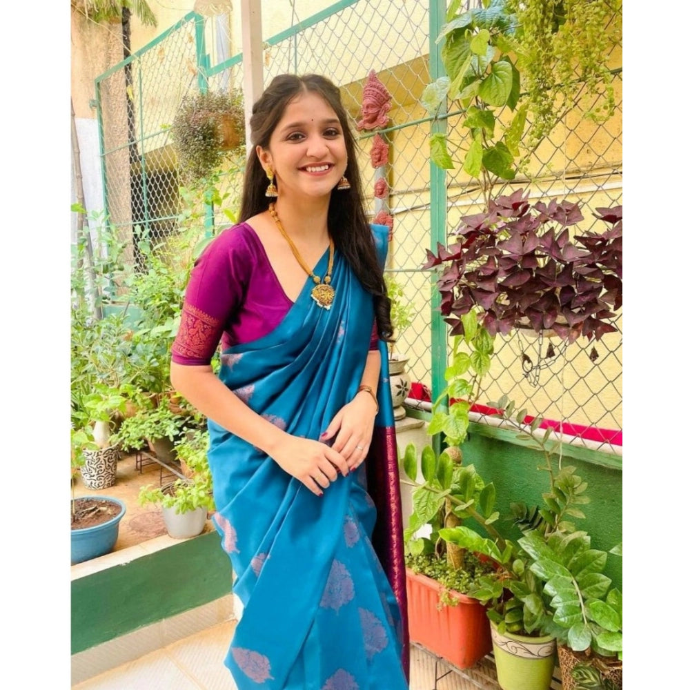 Women's Silk Printed Saree — Rama · Rama