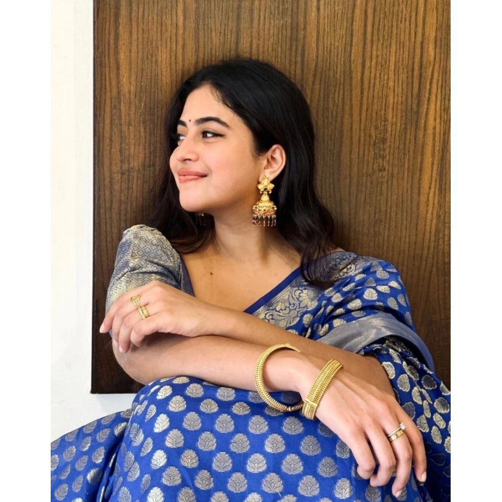 Women's Silk Printed Saree — Royal Blue · _Blu