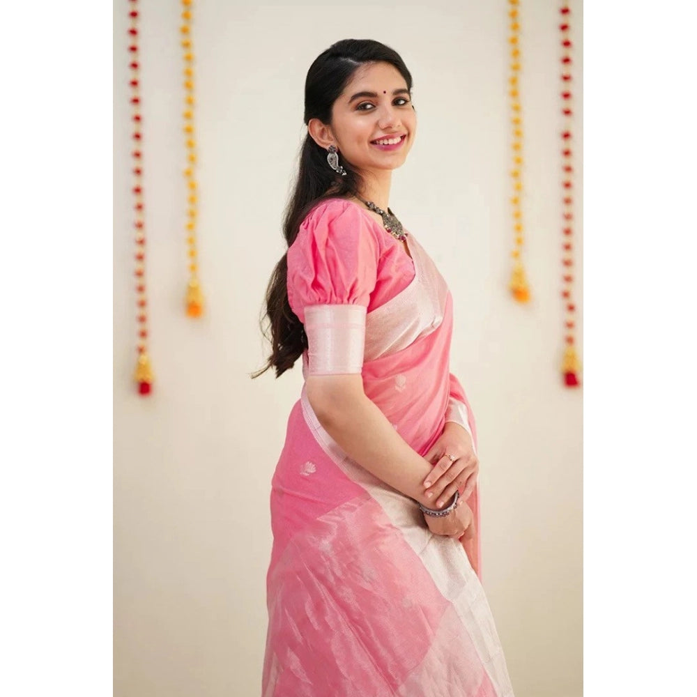Women's Cotton Printed Saree — Pink · _Pnk