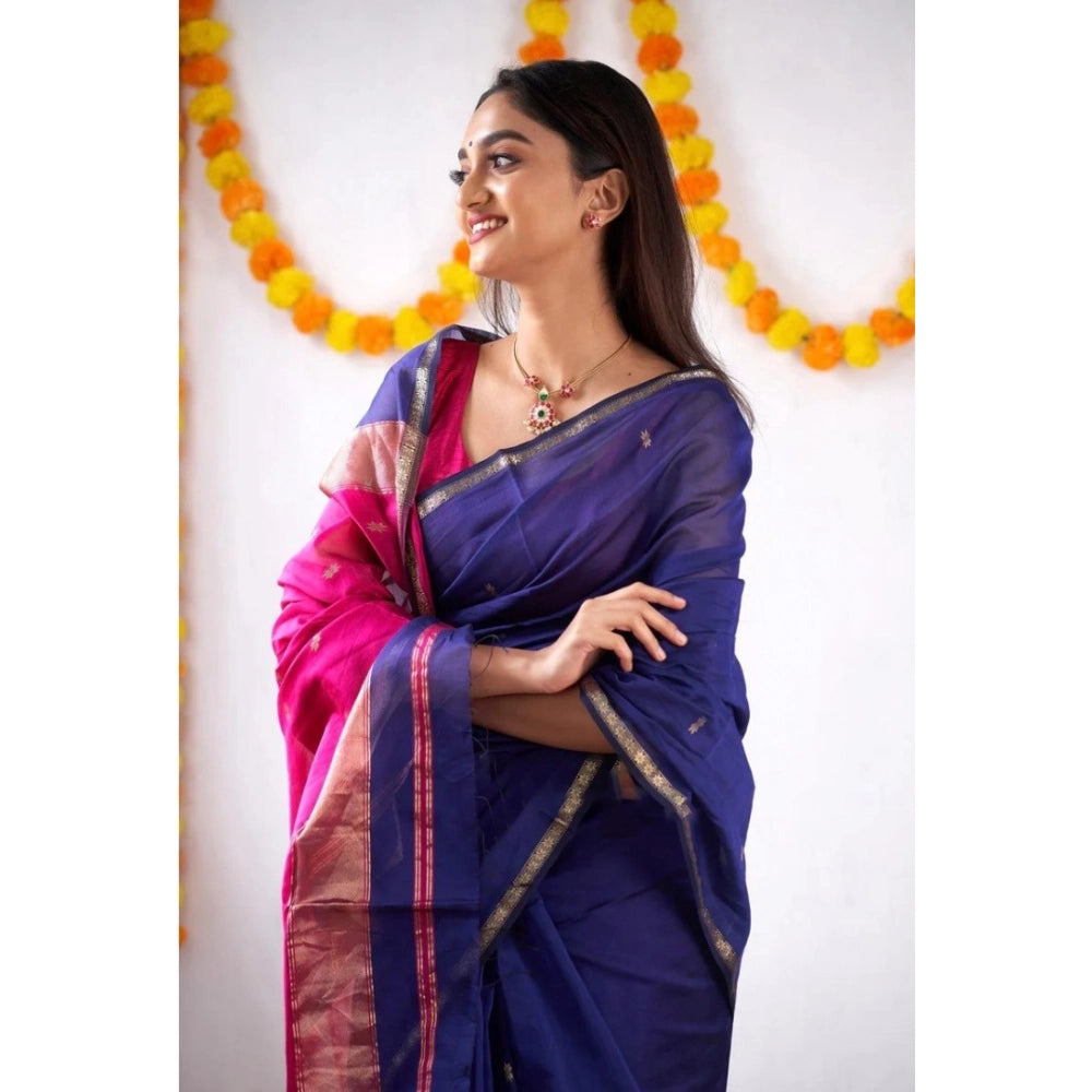 Women's Cotton Printed Saree — Blue