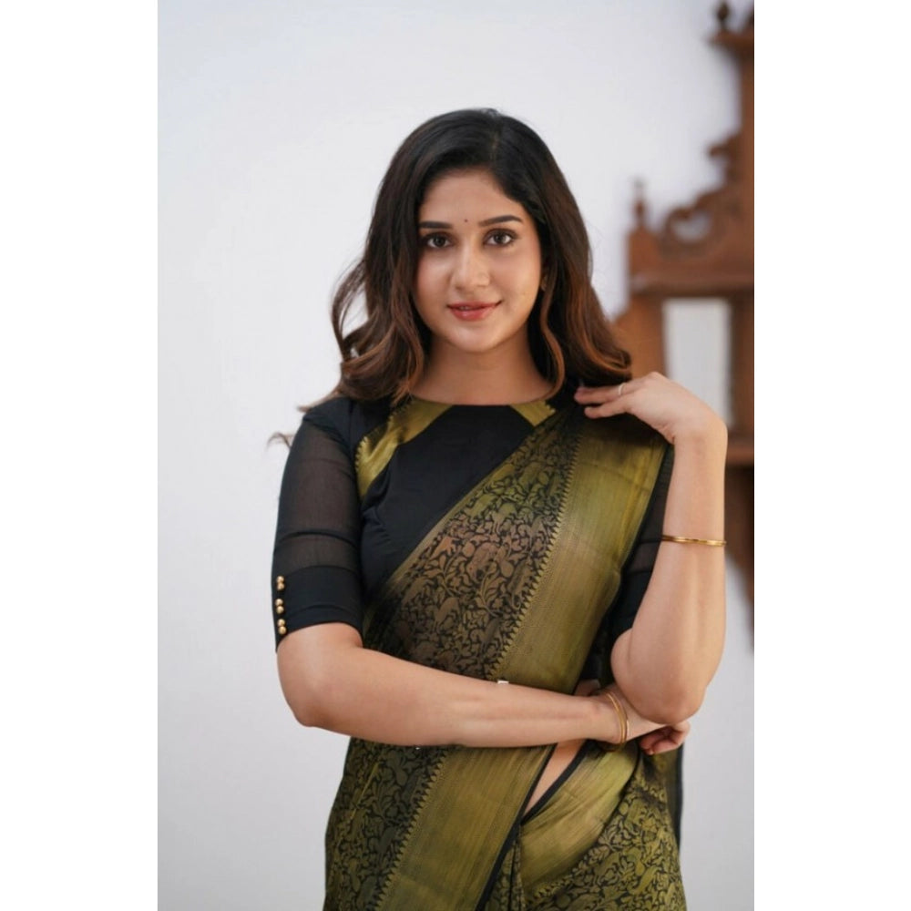 Women's Silk Printed Saree — Black · _Blk