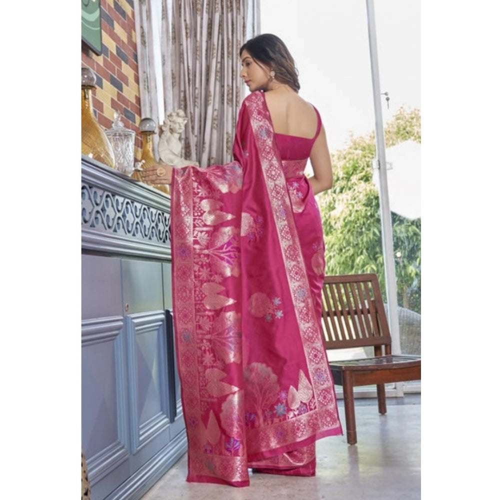 Women's Silk Printed Saree — Rani Pink · _Pnk