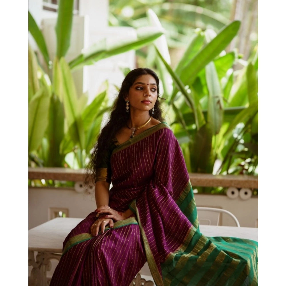Women's Silk Printed Saree — Wine · Wine