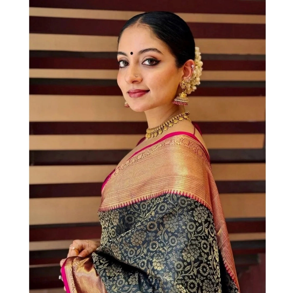Women's Silk Printed Saree — Green · _Grn