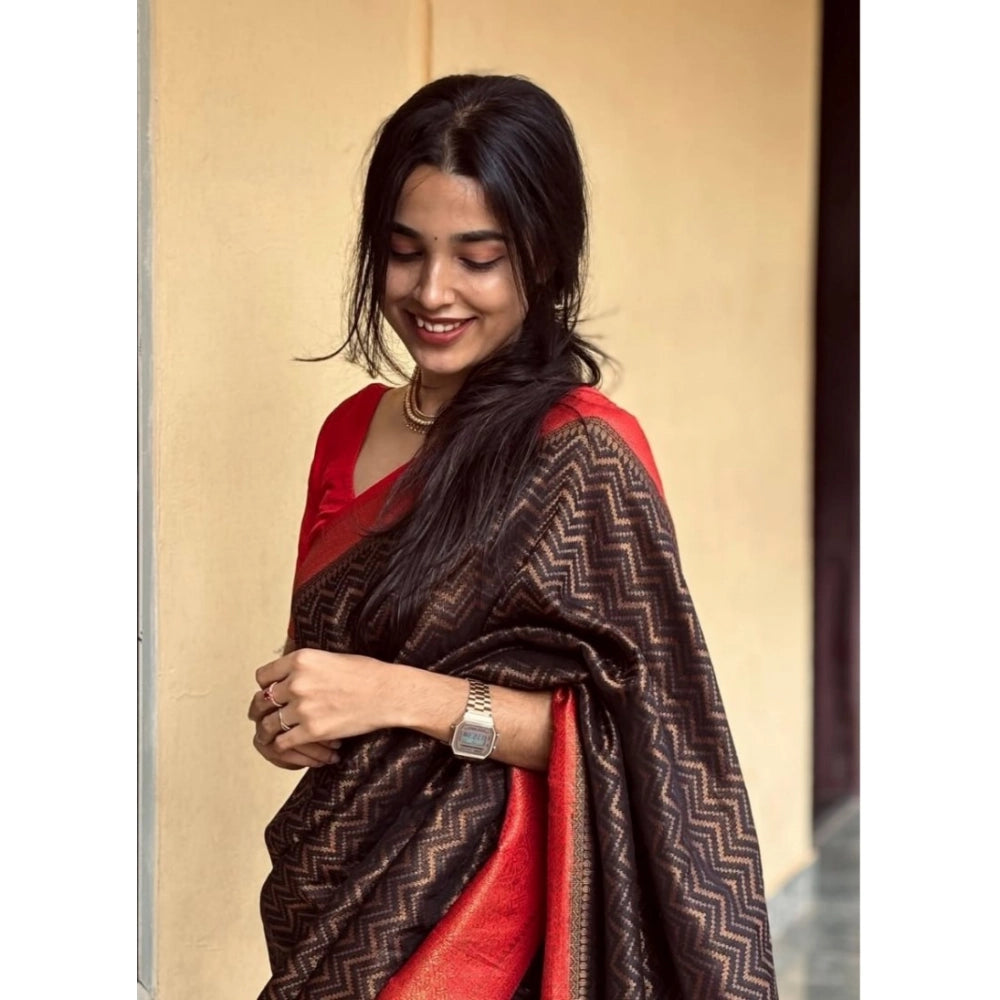 Women's Silk Printed Saree — Brown · Cofe
