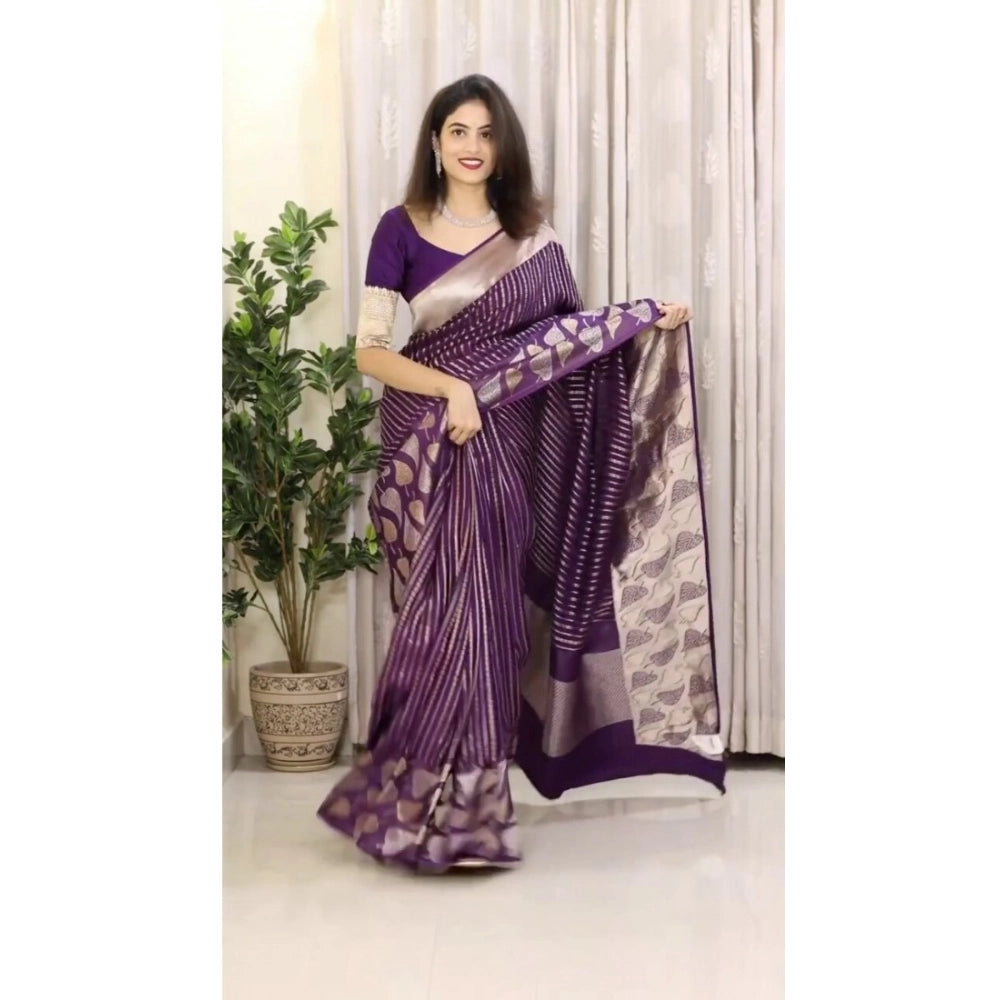 Women's Silk Printed Saree — Purple · Prpl