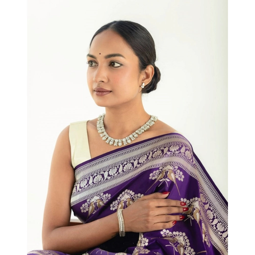 Women's Silk Printed Saree — Purple · Prpl