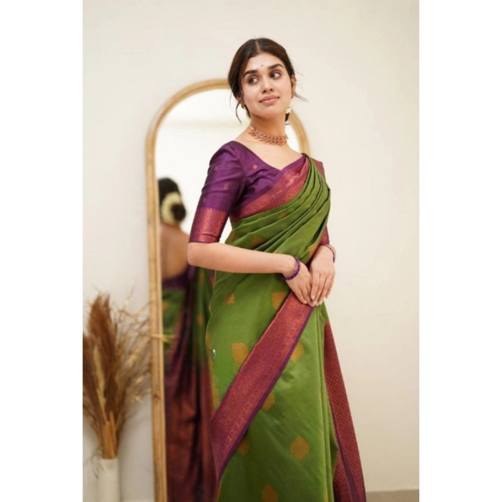 Women's Silk Printed Saree — Green · _Grn