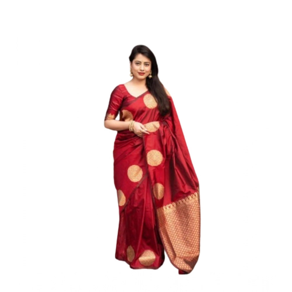 Women's Silk Printed Saree — Red · _Red