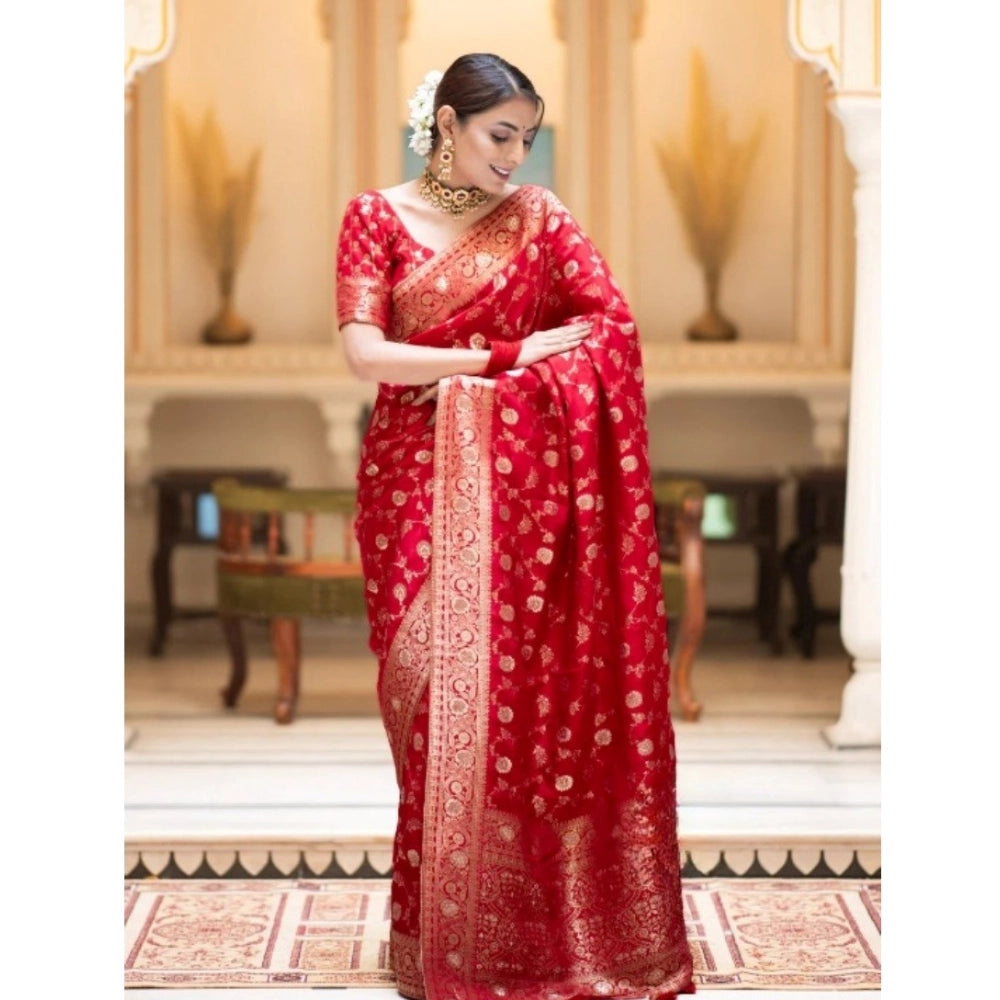 Women's Silk Printed Saree — Red · _Red