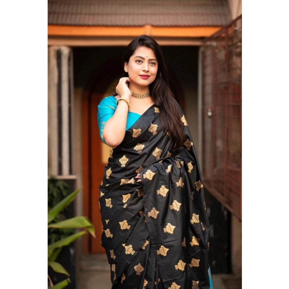 Women's Silk Printed Saree — Sky Blue · _SKY