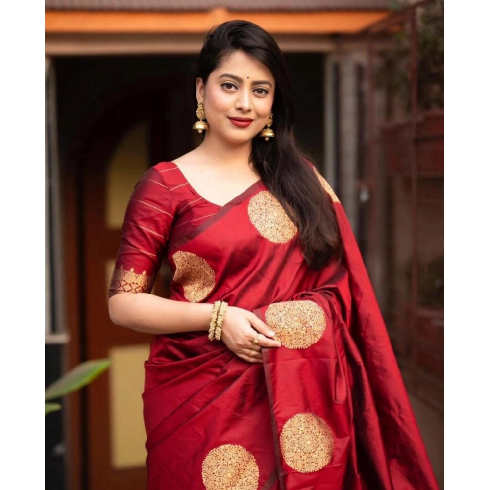 Women's Silk Printed Saree — Red · _Red