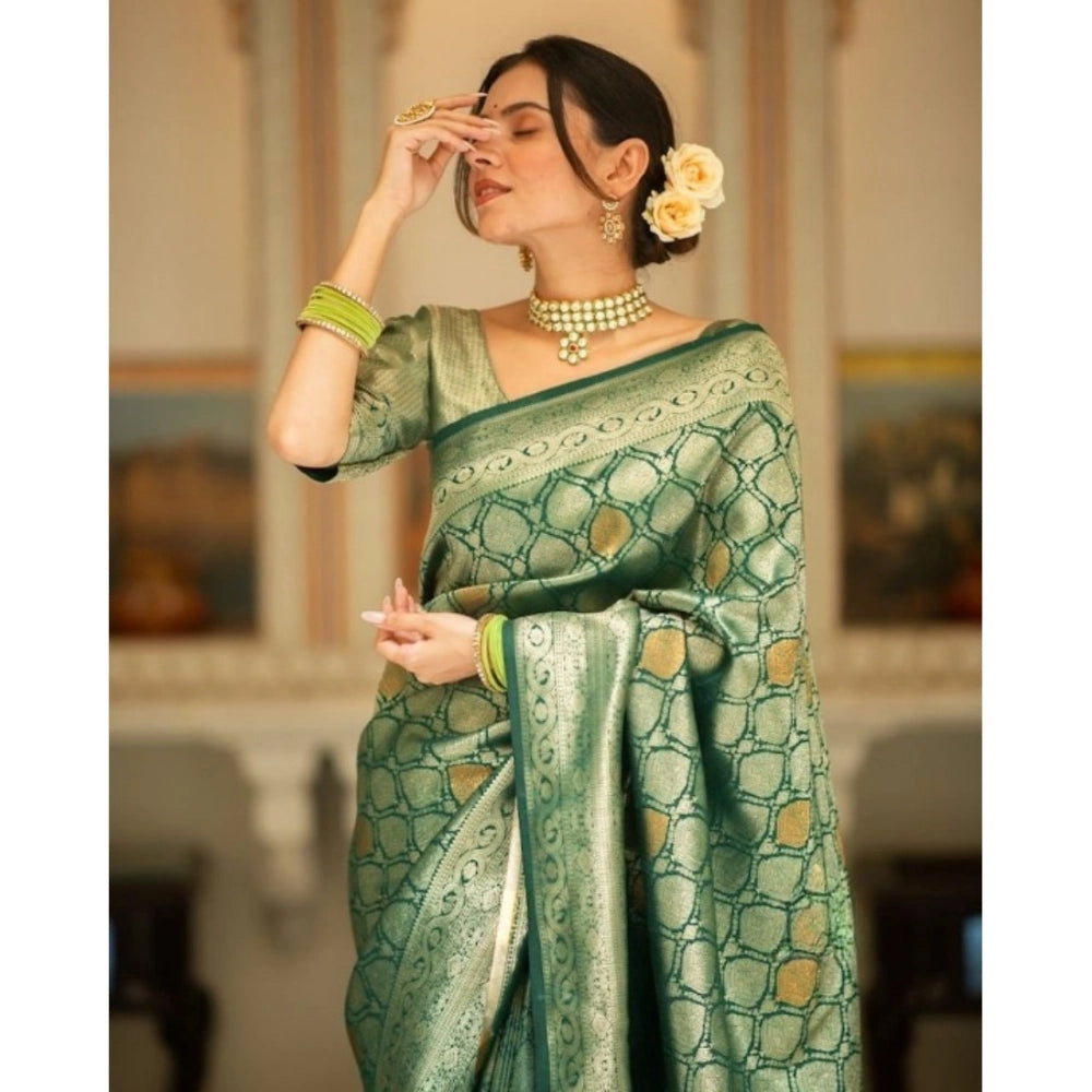 Women's Silk Printed Saree — Green · _Grn