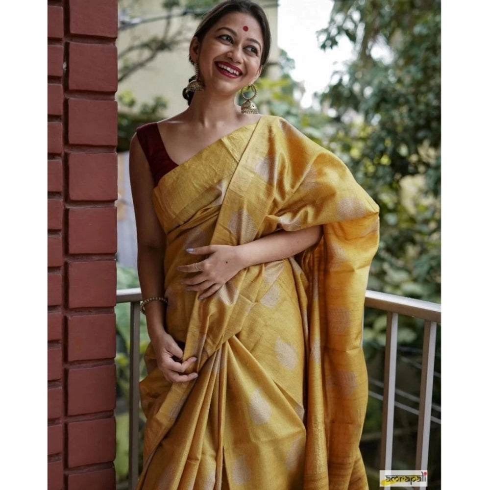 Women's Silk Printed Saree — Yellow · Ylow