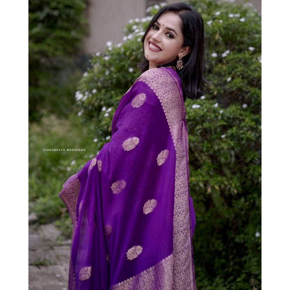 Women's Silk Printed Saree — Purple · Prpl