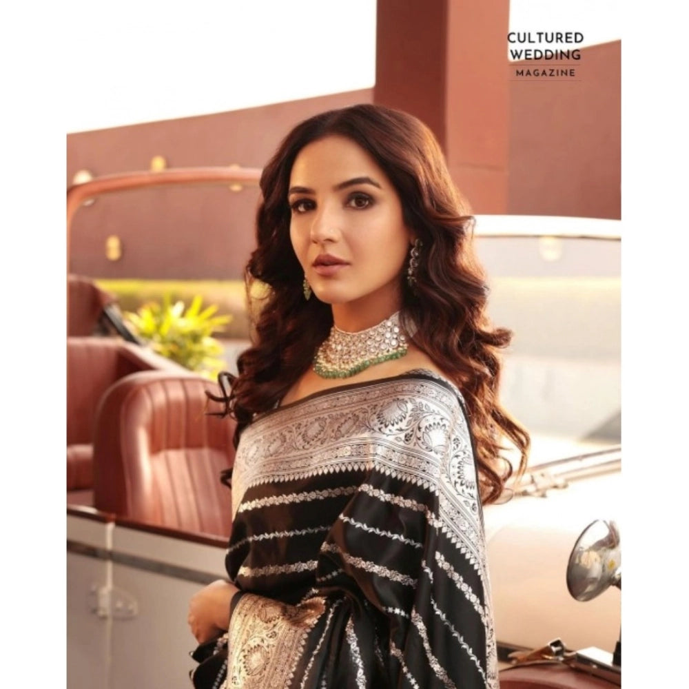 Women's Silk Printed Saree — Black · _Blk