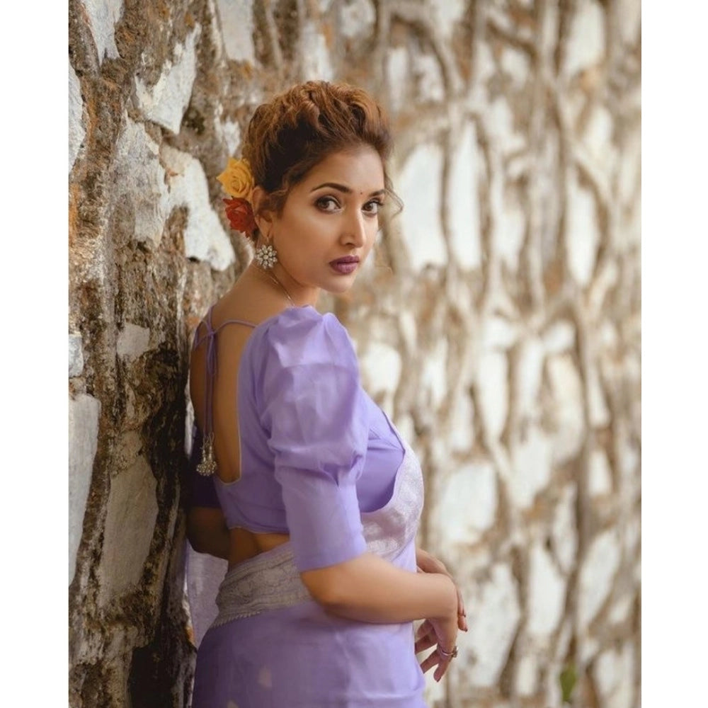 Women's Cotton Printed Saree — Lavender · Lvdr