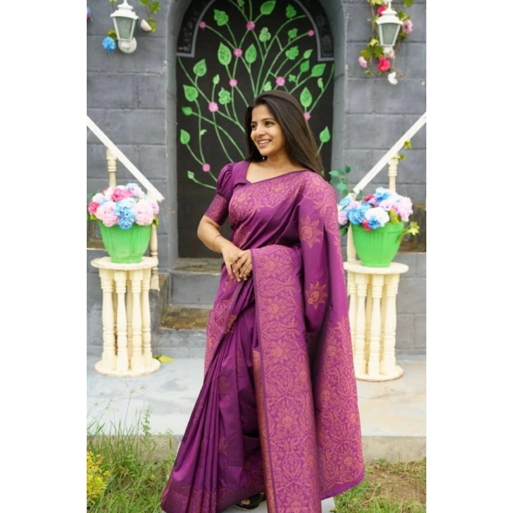 Women's Silk Printed Saree — Purple · Prpl