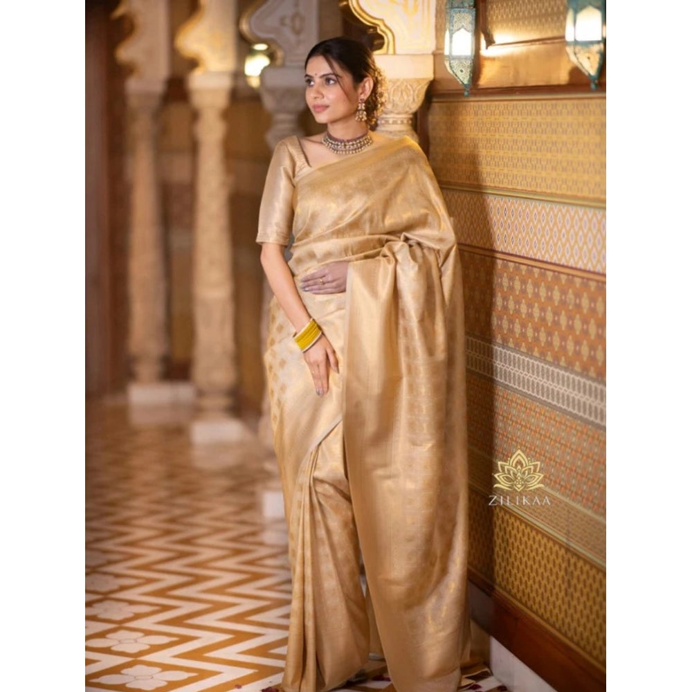Women's Silk Printed Saree — Cream · _Crm