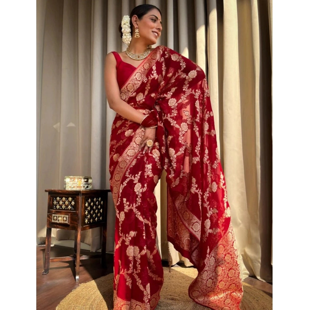 Women's Silk Printed Saree — Red · _Red