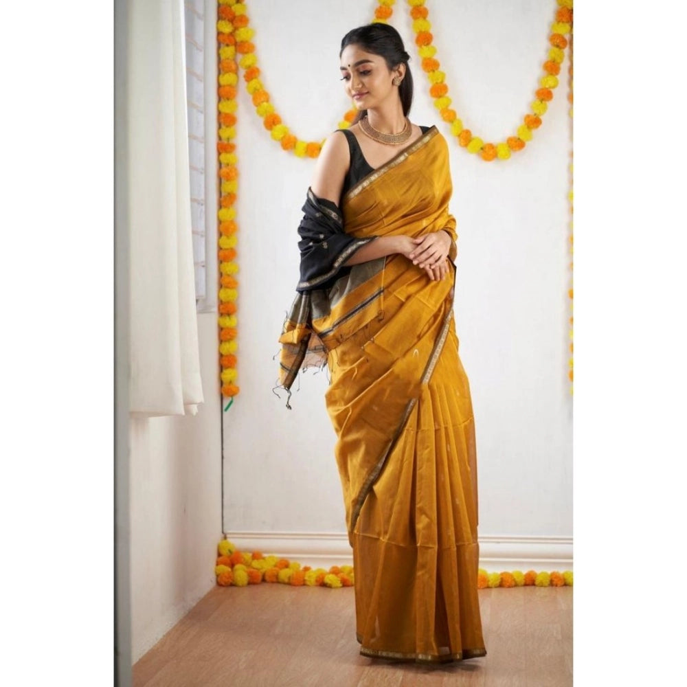 Women's Cotton Printed Saree — Yellow · Ylow
