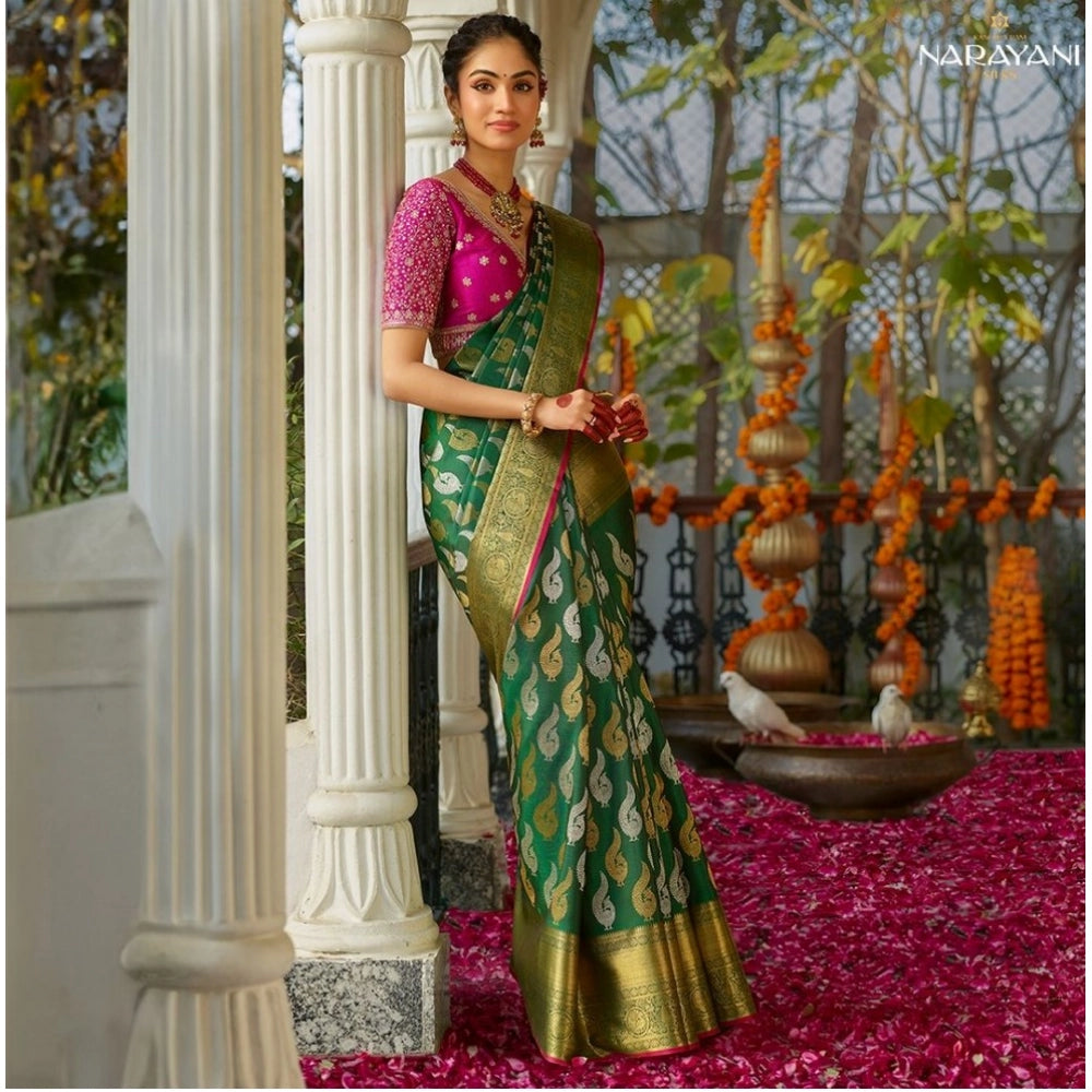 Women's Silk Printed Saree — Green · _Grn