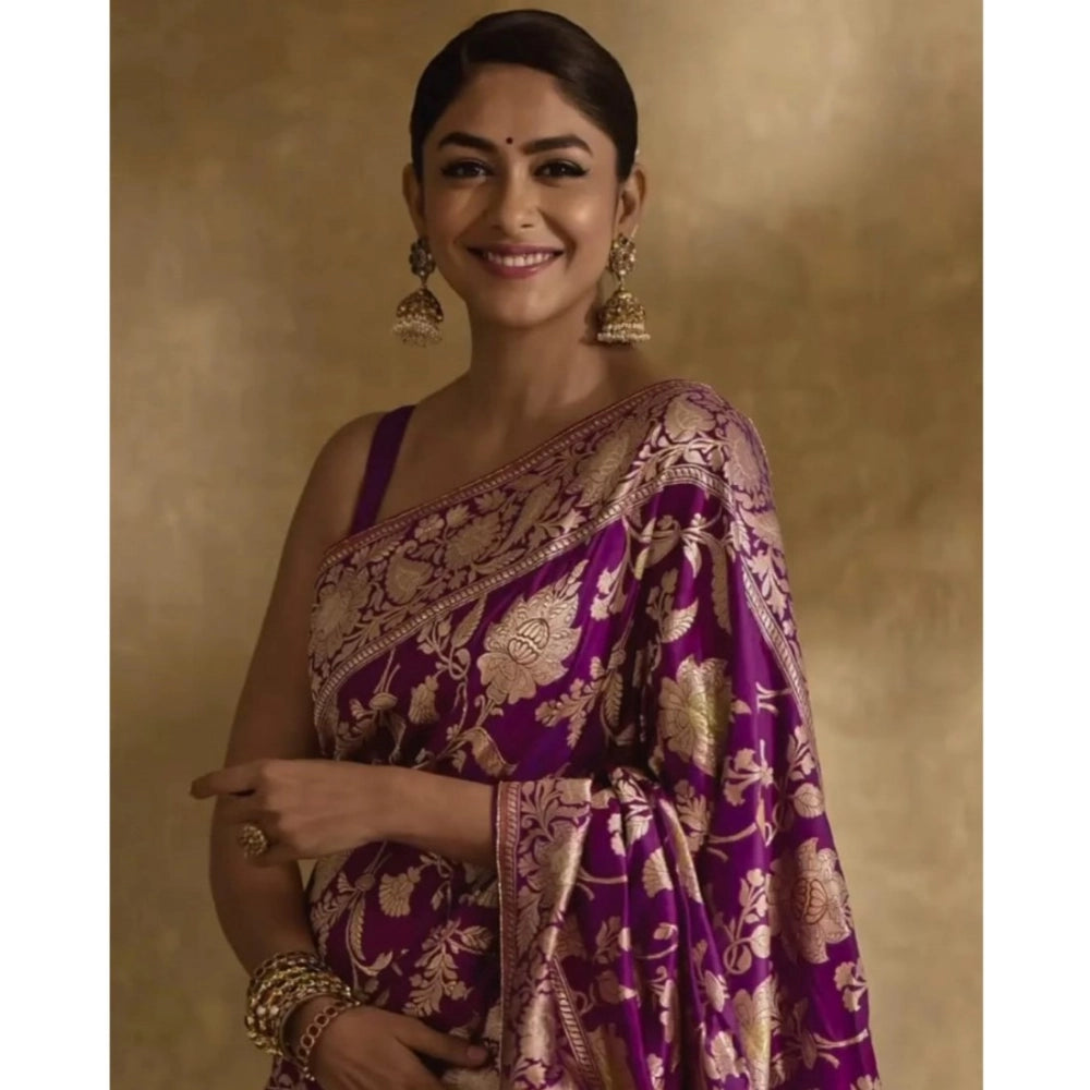 Women's Silk Printed Saree — Purple · Prpl