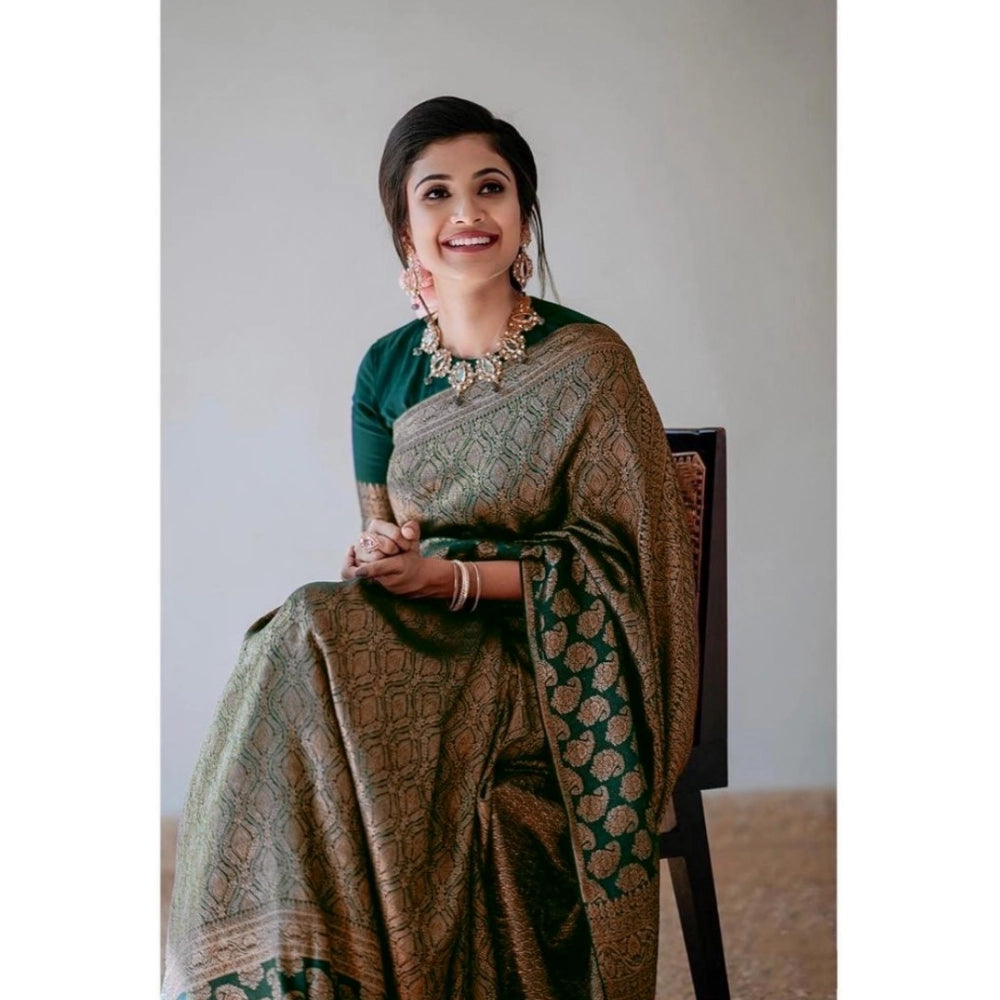 Women's Silk Printed Saree — Green · _Grn