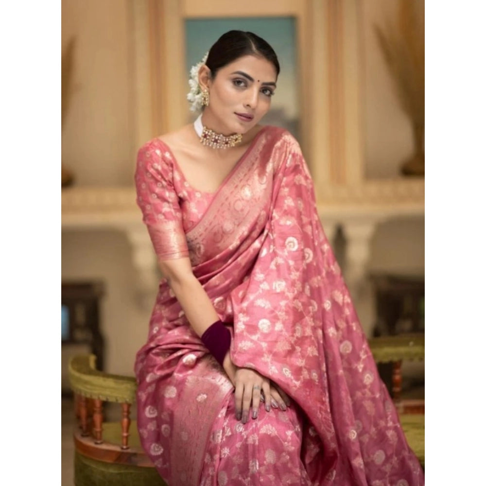 Women's Silk Printed Saree — Peach · _Pch