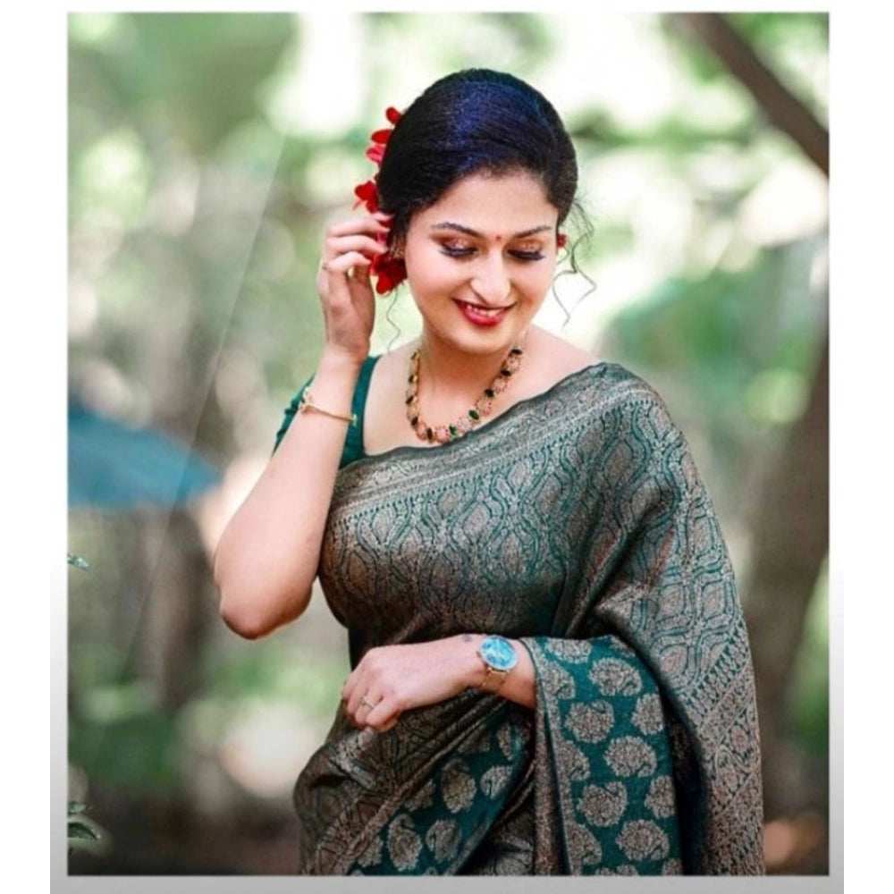 Women's Silk Printed Saree — Green · _Grn