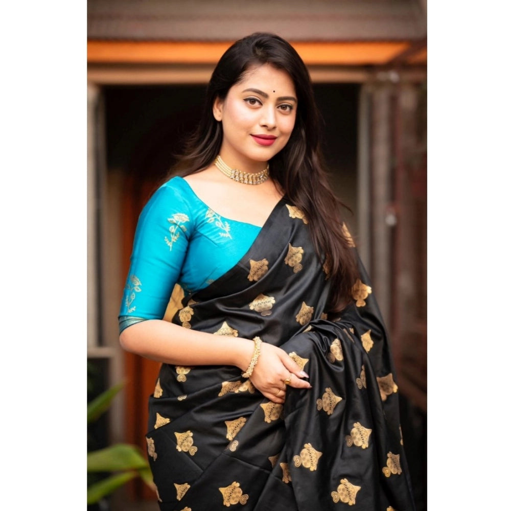 Women's Silk Printed Saree — Sky Blue · _SKY