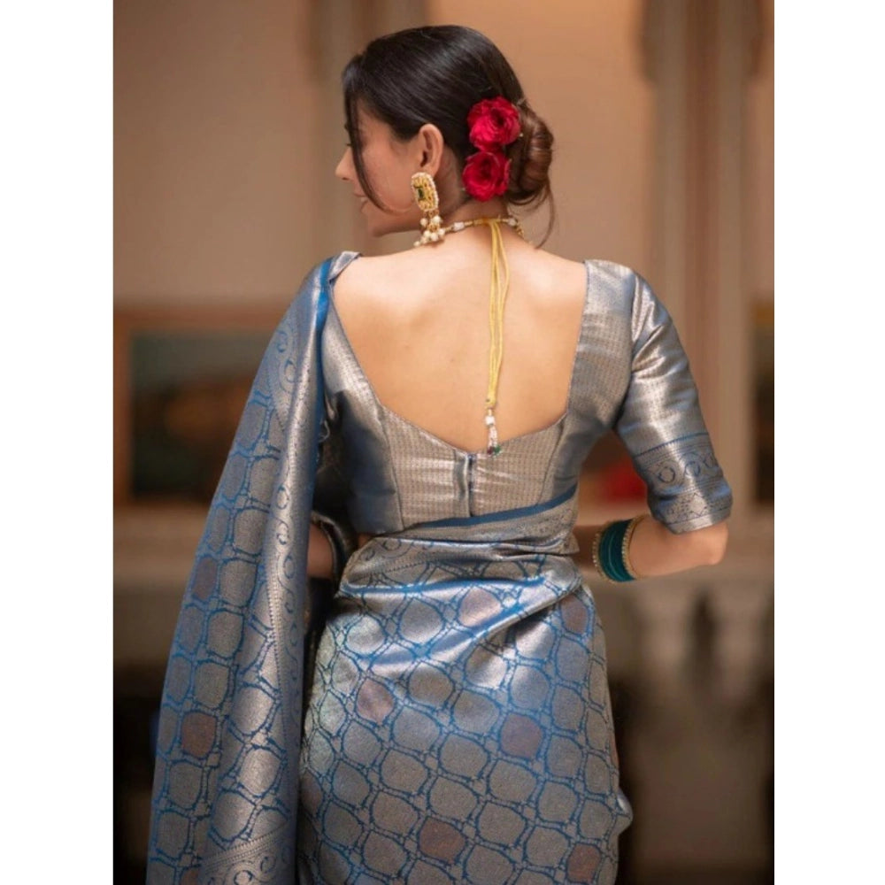 Women's Silk Printed Saree — Rama · Rama