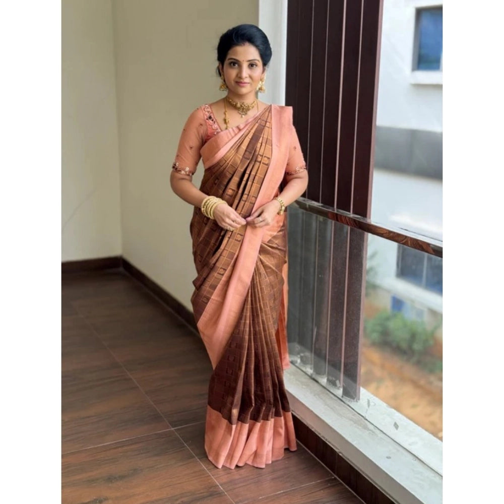 Women's Silk Printed Saree — Brown · _Cfe