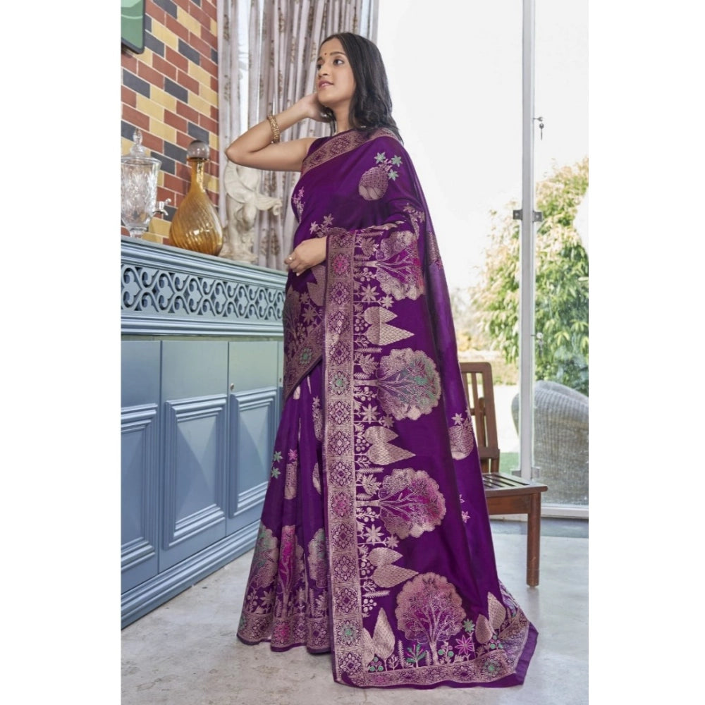 Women's Silk Printed Saree — Purple · Prpl
