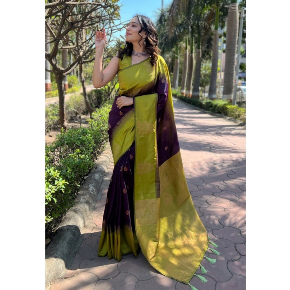 Women's Silk Printed Saree — Wine · Wine