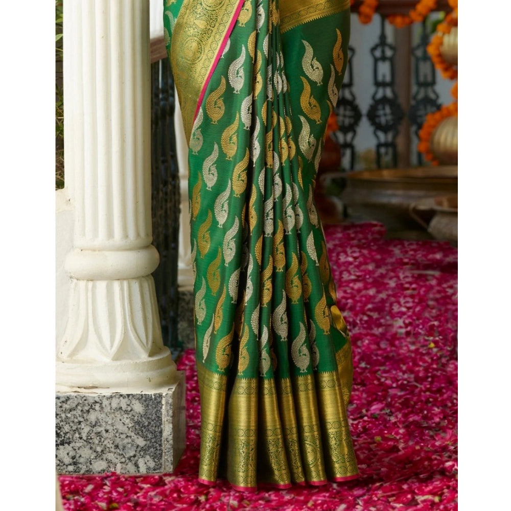 Women's Silk Printed Saree — Green · _Grn