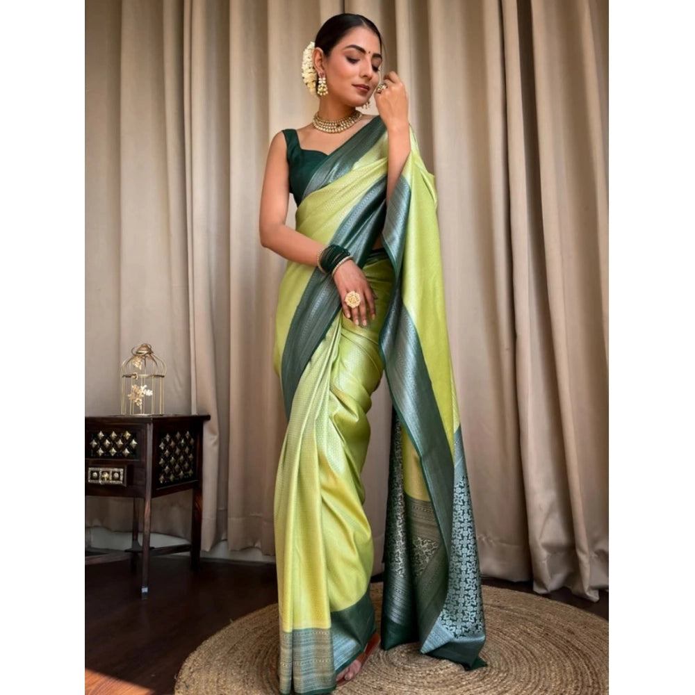 Women's Silk Printed Saree — Sea Green
