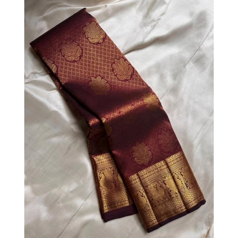 Women's Silk Printed Saree — Maroon · Mron