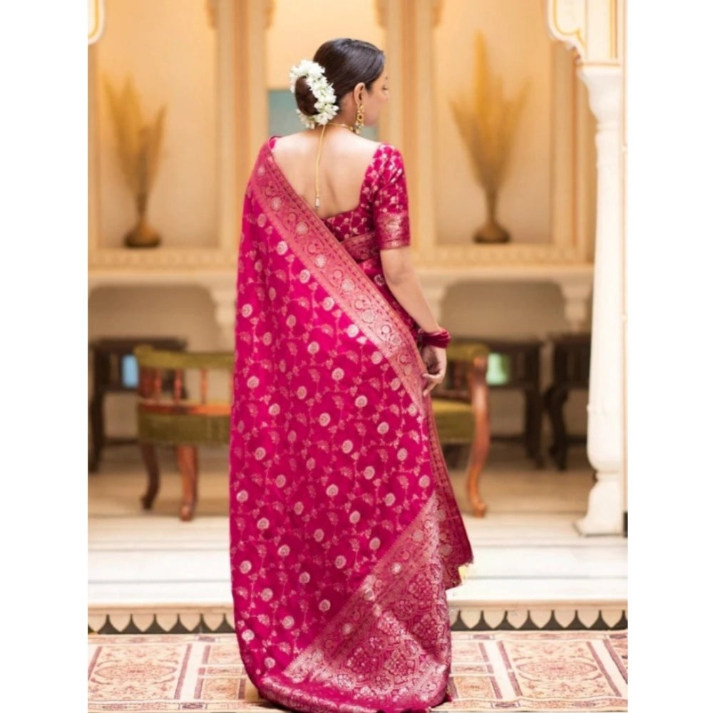 Women's Silk Printed Saree — Rani Pink · _Pnk