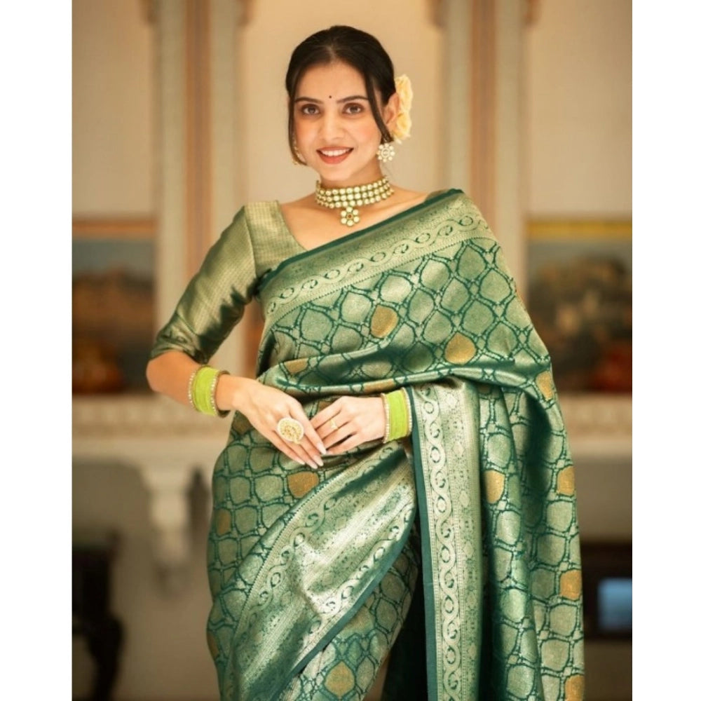 Women's Silk Printed Saree — Green · _Grn