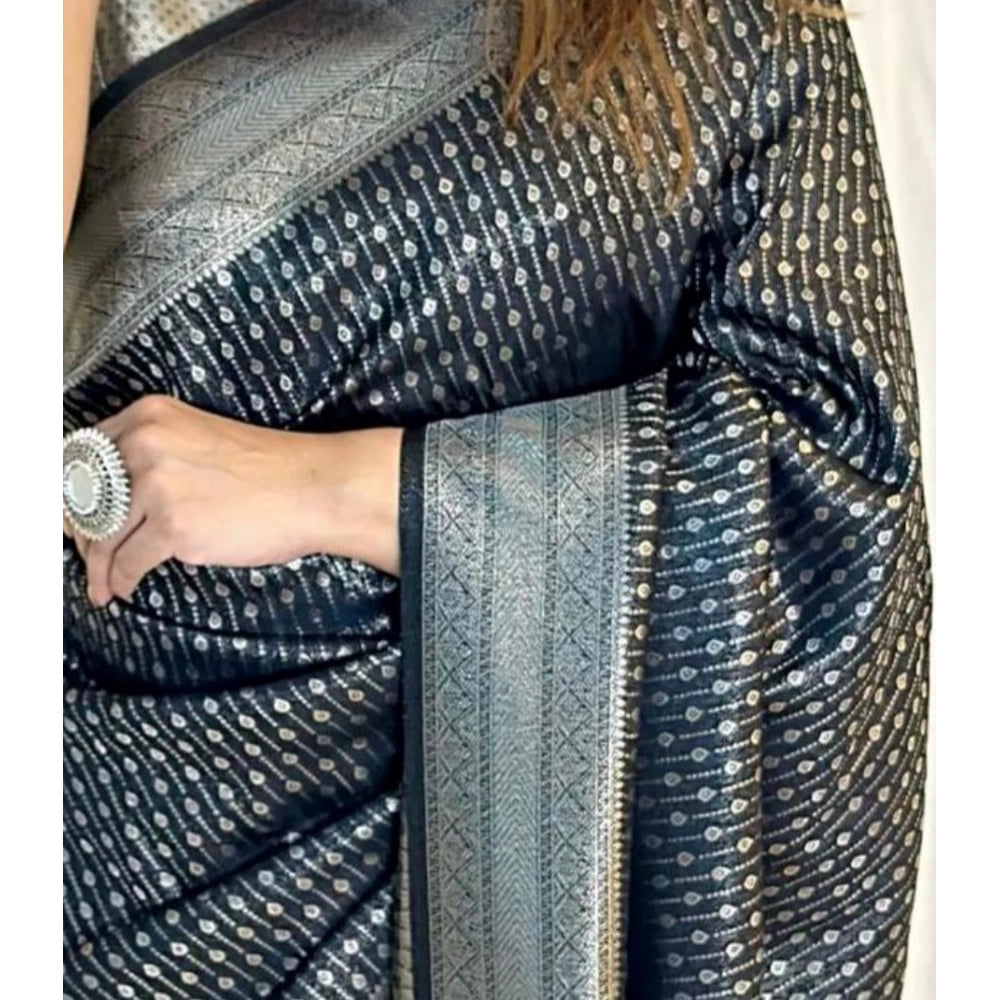 Women's Silk Printed Saree — Black · _Blk