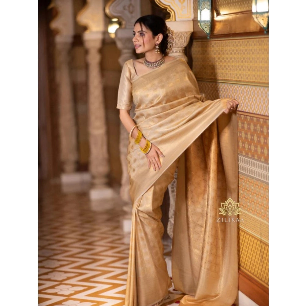 Women's Silk Printed Saree — Cream · _Crm