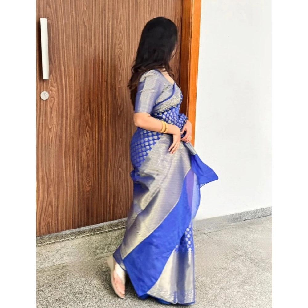 Women's Silk Printed Saree — Royal Blue · _Blu