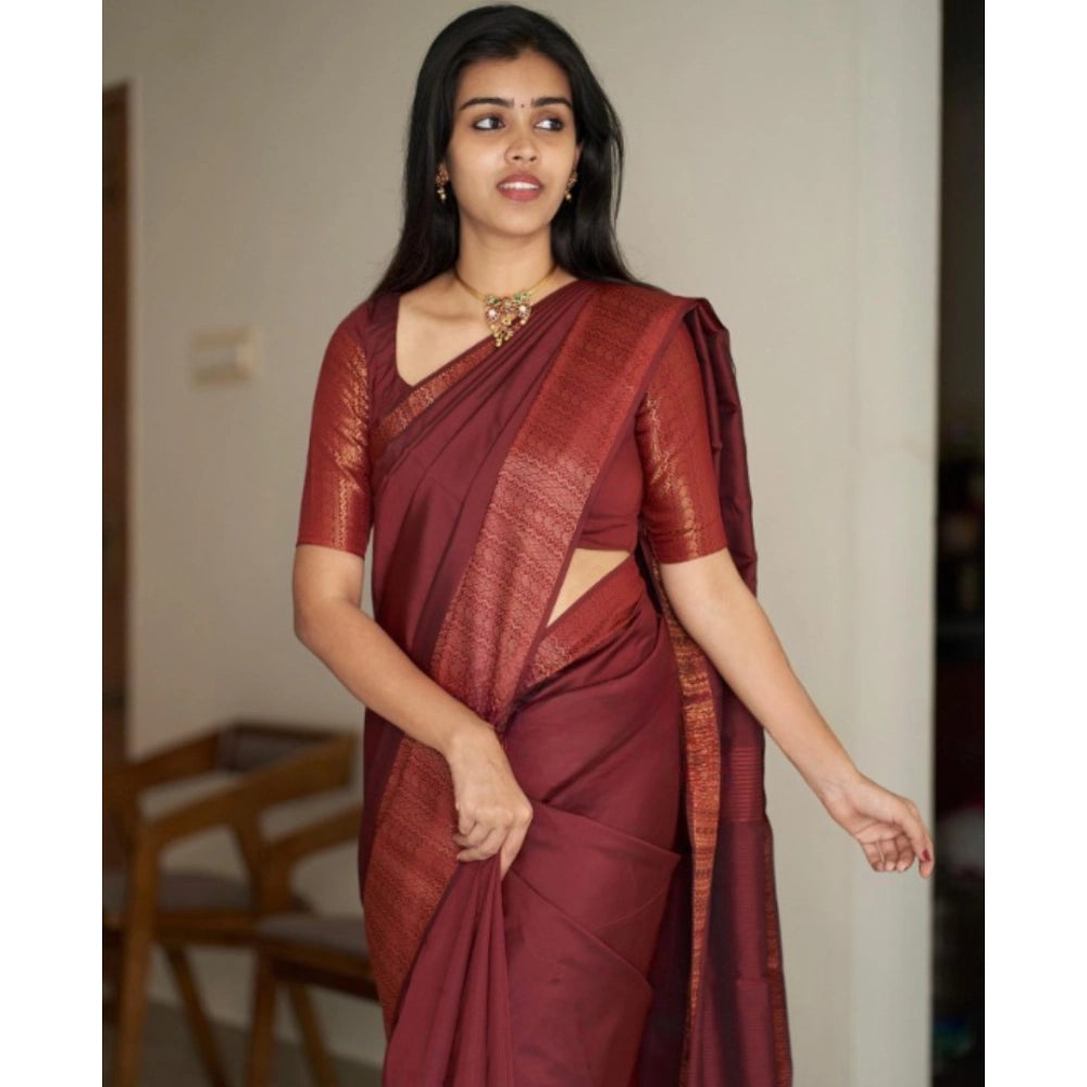 Women's Silk Printed Saree — Maroon · Mron