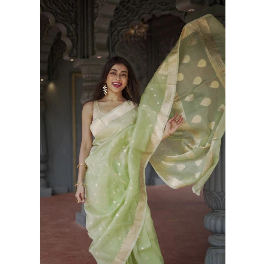 Women's Cotton Printed Saree — Pista · _Pst