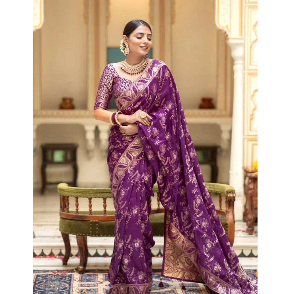 Women's Silk Printed Saree — Purple · Prpl